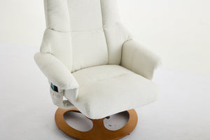 English Elm 010-Ergonomic Recliner Chair with Ottoman — 360° Swivel Lounge, Chenille Comfort, Heated Seat, Massage, Adjustable Backrest White W2636P262424