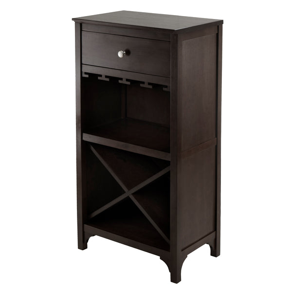 Winsome Wood Ancona Wine Cabinet In Dark Espresso Finish - Stylish Modular Wine Storage With Drawer & Glass Hangers Espresso Solid ,Composite Wood 92745-winsome-wood