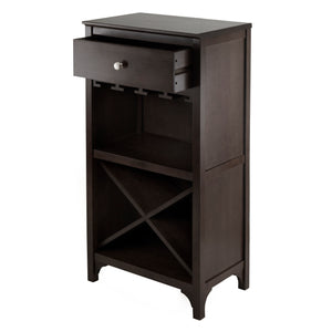 Winsome Wood Ancona Wine Cabinet In Dark Espresso Finish - Stylish Modular Wine Storage With Drawer & Glass Hangers Espresso Solid ,Composite Wood 92745-winsome-wood
