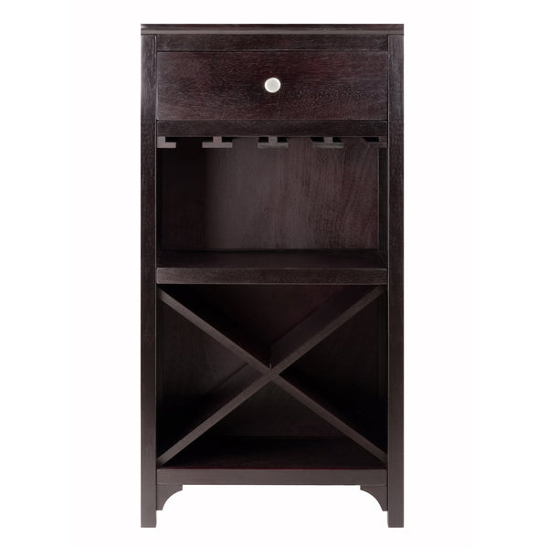 Winsome Wood Ancona Wine Cabinet In Dark Espresso Finish - Stylish Modular Wine Storage With Drawer & Glass Hangers Espresso Solid ,Composite Wood 92745-winsome-wood