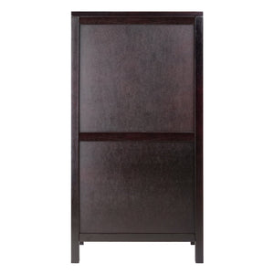 Winsome Wood Ancona Wine Cabinet In Dark Espresso Finish - Stylish Modular Wine Storage With Drawer & Glass Hangers Espresso Solid ,Composite Wood 92745-winsome-wood