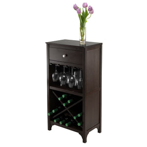 Winsome Wood Ancona Wine Cabinet In Dark Espresso Finish - Stylish Modular Wine Storage With Drawer & Glass Hangers Espresso Solid ,Composite Wood 92745-winsome-wood