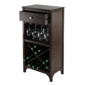 Winsome Wood Ancona Wine Cabinet In Dark Espresso Finish - Stylish Modular Wine Storage With Drawer & Glass Hangers Espresso Solid ,Composite Wood 92745-winsome-wood