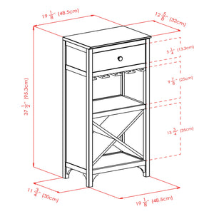 Winsome Wood Ancona Wine Cabinet In Dark Espresso Finish - Stylish Modular Wine Storage With Drawer & Glass Hangers Espresso Solid ,Composite Wood 92745-winsome-wood