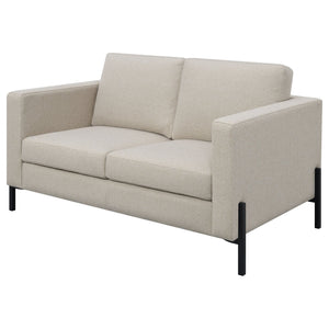 English Elm Dulcie Modern Oatmeal Loveseat with Herringbone Upholstery, Reversible Cushions & Metal Legs B062P358311