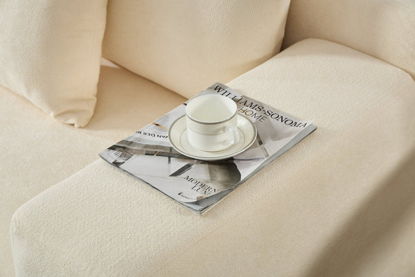 English Elm Beige Compressible Chenille Sofa with Space-Saving Vacuum Packaging, Easy-Clean, Fluffable Comfort Beige B102S00087