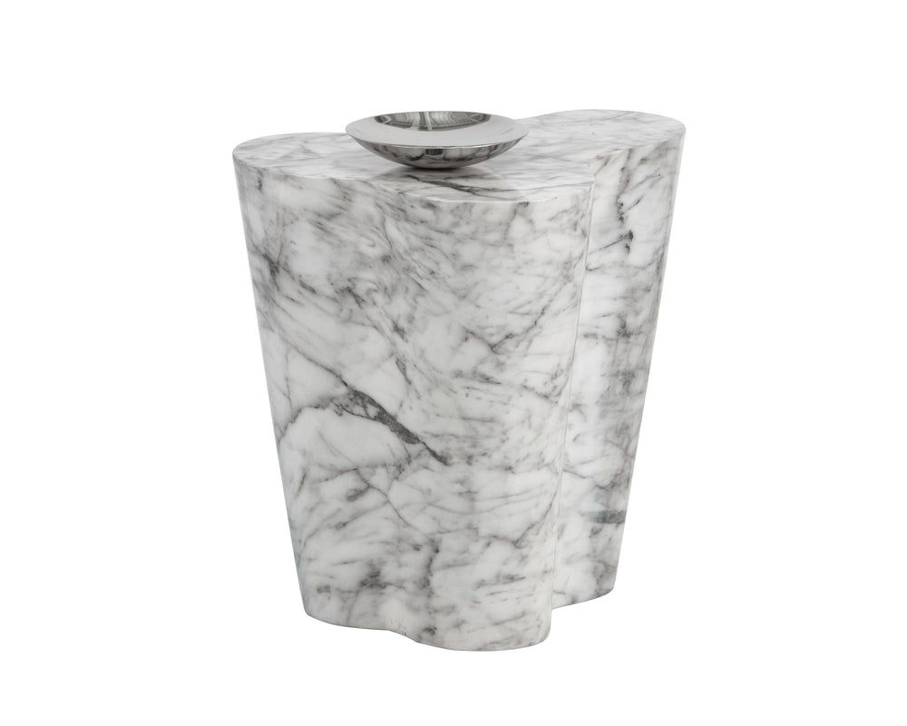 Sunpan Ava Contemporary Side Table - Unique Concrete Design with Eye-Catching Finish for Any Space Marble Look
