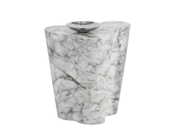 Sunpan Ava Contemporary Side Table - Unique Concrete Design with Eye-Catching Finish for Any Space Marble Look