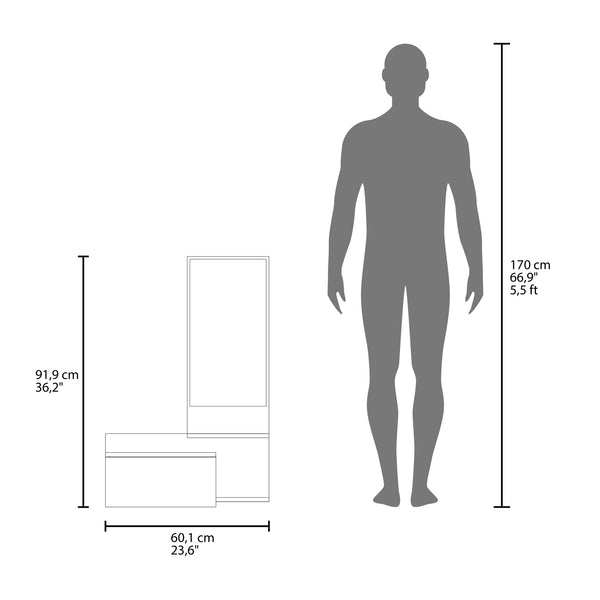 English Elm Floating Hallway Cabinet Lowell Wall-Mounted Black with Mirror, Drawer & Shelf for Entryway Storage and Style B092P238737