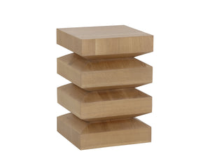 Sunpan Cormac End Table - Handcrafted Solid Acacia Wood with Unique Textures for Stylish Living Spaces Rustic Oak