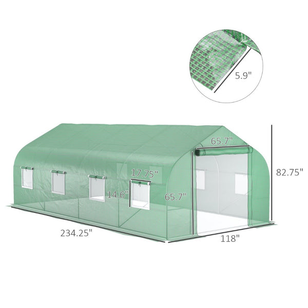 English Elm Outsunny Walk-in Tunnel Greenhouse Steel Hoop Frame with Mesh Ventilation Garden W2225P217789