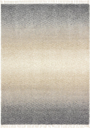 Unique Loom Hygge Shag Gradient Machine Made Gradient Rug Gray, Beige/Ivory 9' 0" x 12' 2"