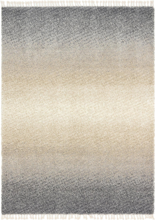 Unique Loom Hygge Shag Gradient Machine Made Gradient Rug Gray, Beige/Ivory 9' 0" x 12' 2"