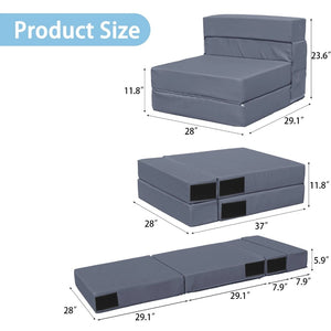 English Elm Convertible Folding Sleeper Chair Thick Padded Lounge Bed for Studio Apartment Guest Room Gray T5880P498067