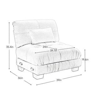 English Elm 27 Modular Armless Sofa Chenille Upholstered with Solid Wood Frame for Living Room Green W714P284894