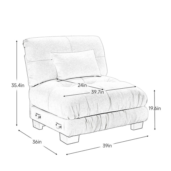 English Elm 27 Modular Armless Sofa Chenille Upholstered with Solid Wood Frame for Living Room Green W714P284894