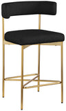 Rivage Black Durable Linen Textured Fabric Stool 927Black-C Meridian Furniture