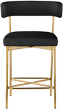 Rivage Black Durable Linen Textured Fabric Stool 927Black-C Meridian Furniture