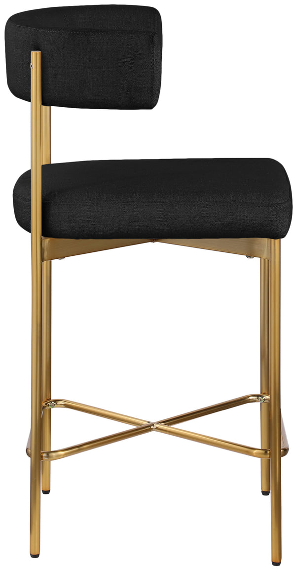 Rivage Black Durable Linen Textured Fabric Stool 927Black-C Meridian Furniture