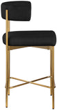 Rivage Black Durable Linen Textured Fabric Stool 927Black-C Meridian Furniture