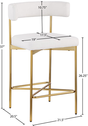 Rivage Cream Durable Linen Textured Fabric Stool 927Cream-C Meridian Furniture