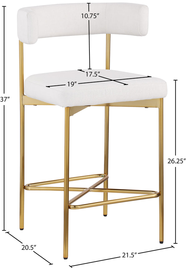 Rivage Cream Durable Linen Textured Fabric Stool 927Cream-C Meridian Furniture