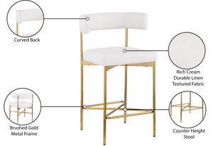 Rivage Cream Durable Linen Textured Fabric Stool 927Cream-C Meridian Furniture