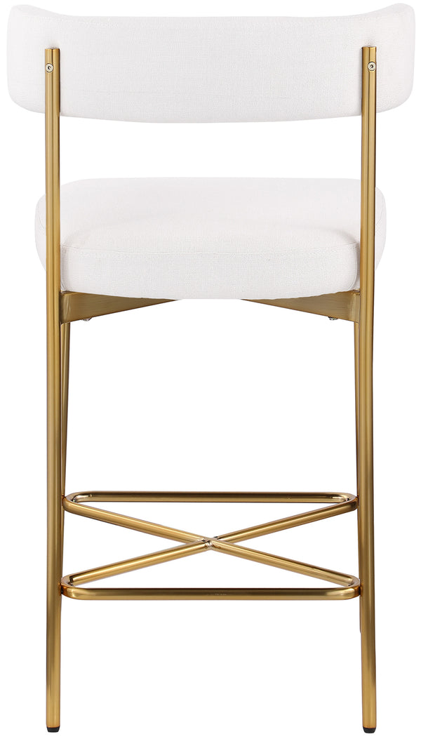 Rivage Cream Durable Linen Textured Fabric Stool 927Cream-C Meridian Furniture