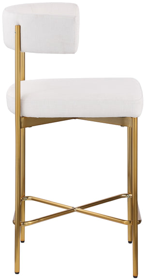 Rivage Cream Durable Linen Textured Fabric Stool 927Cream-C Meridian Furniture