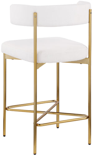 Rivage Cream Durable Linen Textured Fabric Stool 927Cream-C Meridian Furniture