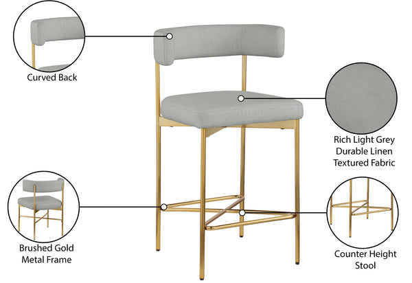 Rivage Light Grey Durable Linen Textured Fabric Stool 927Grey-C Meridian Furniture