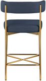 Rivage Deep Navy Durable Linen Textured Fabric Stool 927Navy-C Meridian Furniture