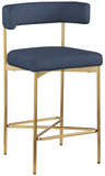 Rivage Deep Navy Durable Linen Textured Fabric Stool 927Navy-C Meridian Furniture