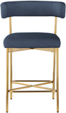 Rivage Deep Navy Durable Linen Textured Fabric Stool 927Navy-C Meridian Furniture