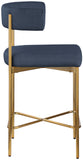 Rivage Deep Navy Durable Linen Textured Fabric Stool 927Navy-C Meridian Furniture