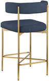 Rivage Deep Navy Durable Linen Textured Fabric Stool 927Navy-C Meridian Furniture