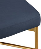 Rivage Deep Navy Durable Linen Textured Fabric Stool 927Navy-C Meridian Furniture