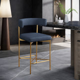 Rivage Deep Navy Durable Linen Textured Fabric Stool 927Navy-C Meridian Furniture