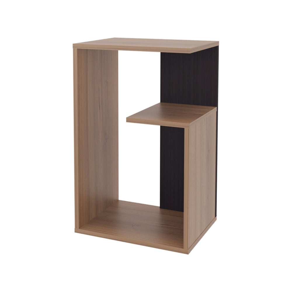 English Elm Fm Furniture Vega Side Table – Stylish Melamine Open Storage In Light Oak & Wengue For Small Spaces B128P293876