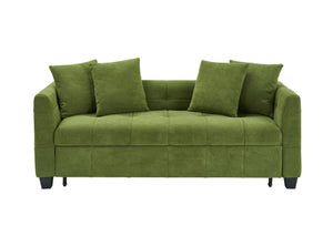 English Elm 77.9-inch cloud velvet 3-seater sofa bed with pull-out sleeper, sturdy wood frame, high-density foam comfort Green W1278S00075