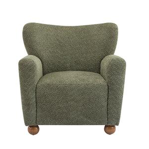 English Elm Christopher Knight Home® - Cozy Wingback Armchair with Plush Bouclé Upholstery, Solid Wood Legs, Timeless Elegant Comfort Olive Green,Teak 32 L x 29.5 W x 26.75 H N776P293322G