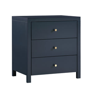 English Elm Nevarre 3-Drawer Nightstand with Brushed Gold Knobs, Solid Dovetail Drawers, No Assembly Needed Dark Blue B050P376959