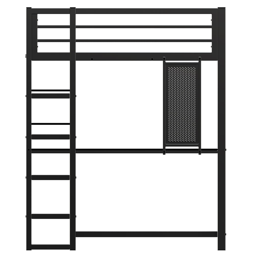 English Elm Loft Bed With Desk And Storage, Full Size Metal Frame For Teens, Stylish Space-Saving Design W2904S00003