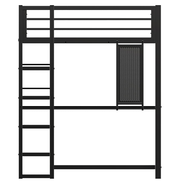English Elm Loft Bed With Desk And Storage, Full Size Metal Frame For Teens, Stylish Space-Saving Design W2904S00003