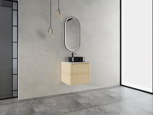 English Elm 24'' Wall-Mounted Bathroom Vanity With Artistic Ceramic Sink, Soft-Close Door & Space-Saving Design W999S00461