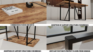 English Elm 55" Dark Wood Mdf Dining Table Set with Four Suede Chairs Matte Black Metal Base W2189S00937