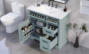 English Elm Christopher Knight Home® - 36" Bathroom Vanity with Ceramic Sink, Soft-Close Doors, 4 Drawers & Ample Storage, Freestanding Grey N759P223021E