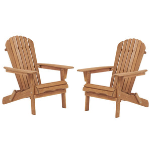 English Elm Outdoor Solid Hemlock Adirondack Chair Set Two Foldable Slatted Patio Seats W2640P400927