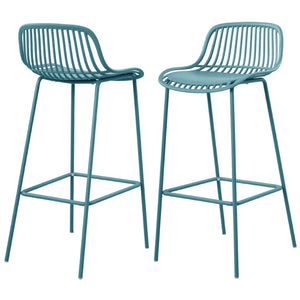 English Elm Benson Outdoor Stackable Barstools Set of 2 Uv Resistant Plastic Metal Patio Seating N776P390482B