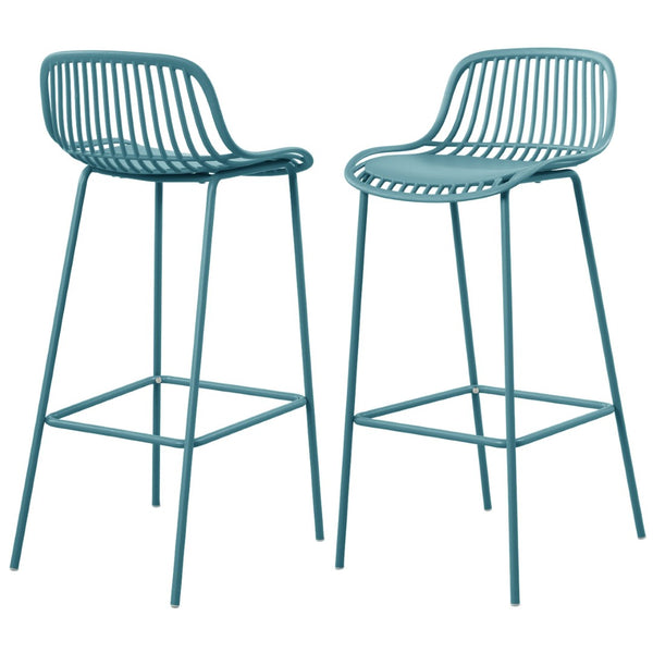 English Elm Benson Outdoor Stackable Barstools Set of 2 Uv Resistant Plastic Metal Patio Seating N776P390482B